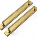 Goo-Ki 2 Pack 7 9/16'' Center to Center Brushed Gold Cabinet Bar Pulls with Backplate Modern Drawer Handles Closet Classic Home Kitchen Improvement Hardware