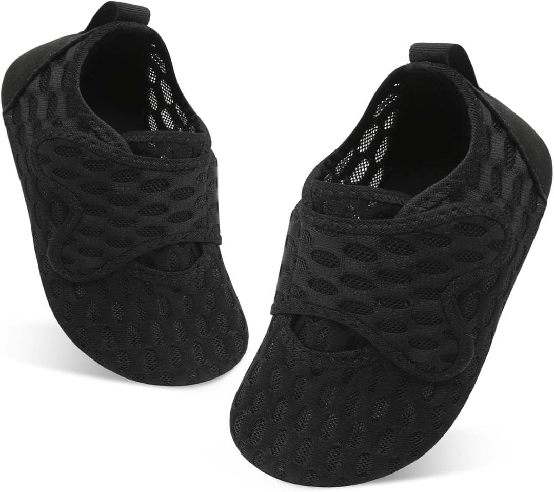 XIHALOOK Toddler Water Shoes Kids Boys Girls Quick Dry Beach Swim Pool Barefoot Aqua Socks (7-8 Toddler, Black)