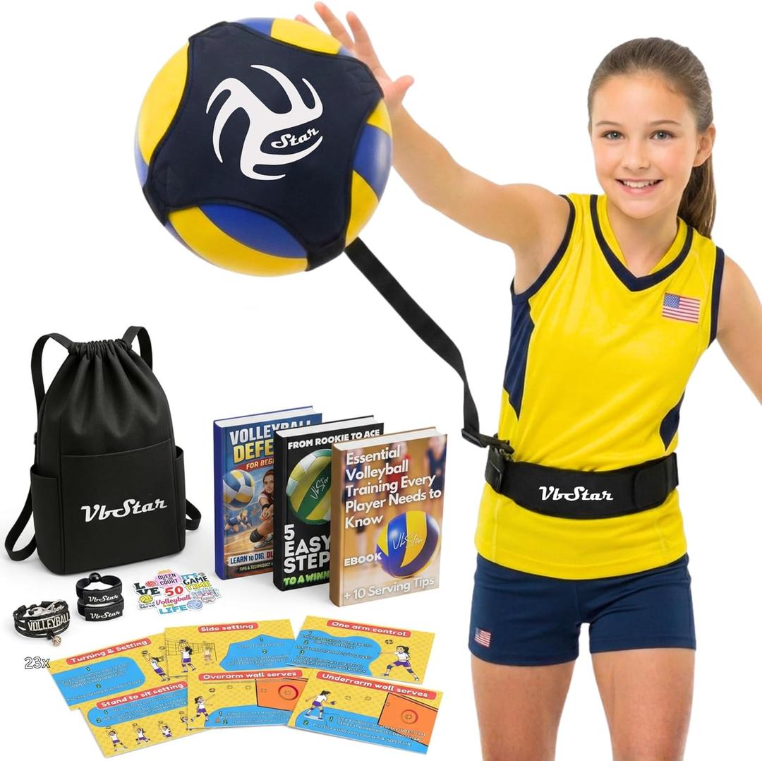 Volleyball Training Equipment Aid - Practice Your Serving, Setting & Spiking with Ease, Great Solo Serve & Spike Trainer for Beginners & Pro, Perfect Volleyball Gift