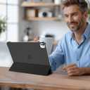 ProCase for iPad Pro 13 Inch Case M5 2025/ M4 2024, Smart Cover iPad Pro M5 M4 Case 13 Inch, Slim Stand Translucent Hard Shell Back, Supports Touch ID, Auto Wake/Sleep -Black