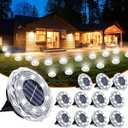 Solar Ground Lights 12 Pack Waterproof Outdoor Solar Lights for Yard Led Solar Garden Lights Bright Solar Powered Disc Light In-Ground Landscape Lighting for Patio Pathway Walkway Driveway, White