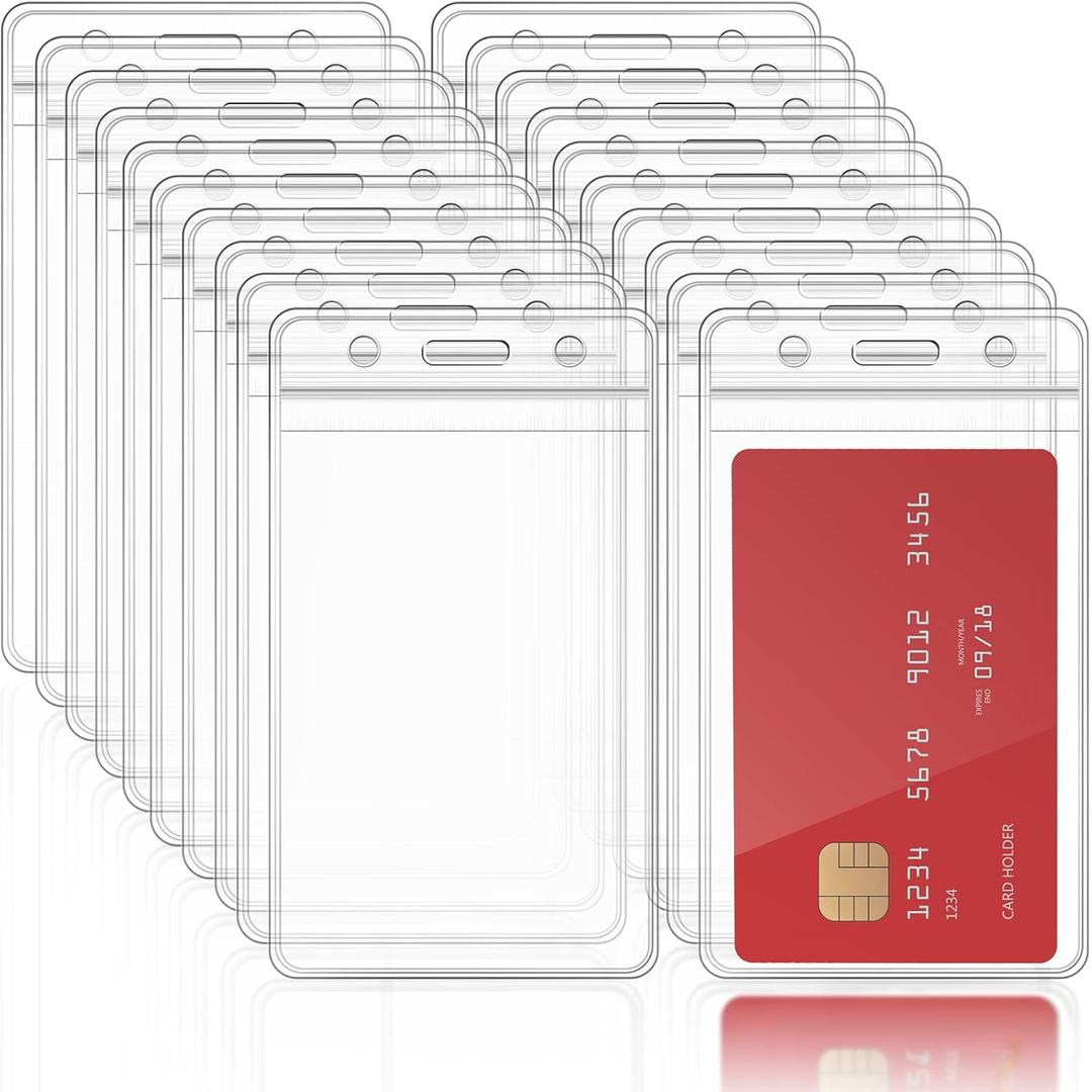 Zonon 150 Pcs Name Badge Holder 2.95 x 4.7 Inch Clear Plastic Card Sleeve Vertical ID Badge Holder Name Tag Sleeve for Medical Nurses Office and School