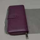 GAEKEAO Leather Credit Card Holder Wallet for Women RFID Blocking Large Capacity Bifold Zipper Card Case Organizer with Wristlet 45 Slots (Purple)