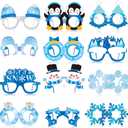 Harrycle 36 Pcs Winter Party Favors Snowflake Paper Eyeglasses Winter Wonderland Party Decorations Photo Booth Props for Christmas Holiday Baby Shower Birthday Supplies