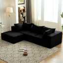 Vamcheer Modular Sectional Sofa with Chaise, Modern L Shaped Cloud Couch with Deep Seat, Sectional Couches for Living Room, Bedroom, Office, No Assembly Required, Ink Black (108"x66.9"x22")