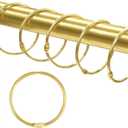 24 Pack Shower Curtain Rings,Rust Proof Shower Curtain Hooks for Bathroom,Circular Decorative Shower Curtain Rings and Hooks for Shower Rod,Metal Rings for Shower Curtain,Loose Leaf Rings(Gold)