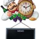 2 in 1 Wall Clock and Black Board with Chef Dcor Display and Leave Your Message on The rewritable Black Board, Decoration/Home/Kitchen/Livingroom/Dining Room/Restaurant/Bar/Cafe