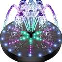 Upgraded Solar Fountain Bird Bath with 60 LED Lights, Solar Powered Water Fountain Pump with 4000mAh Battery 7 Nozzles 4 Fixers, for Garden Patio Pond Birdbath Pool