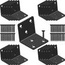 Black Stainless Steel Shelf Bracket,Joint Right Angle Bracket,L Shape Heavy Duty Metal Corner Brace Shelf Supporter for Wood Aufuga (20, 2x2x2)