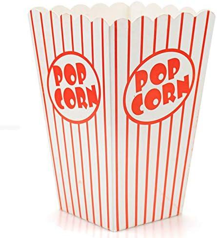 Bekith 95 Pack Paper Open-Top Popcorn Box, Popcorn Containers Striped Red and White, Great for Movie Theater Party