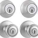 Kwikset Tylo Front Door Knob and Deadbolt Set, Entry Knob Combo Project Pack Exterior with Interior Door Knob, Satin Chrome, Pick Resistant SmartKey Rekey Deadbolt Security