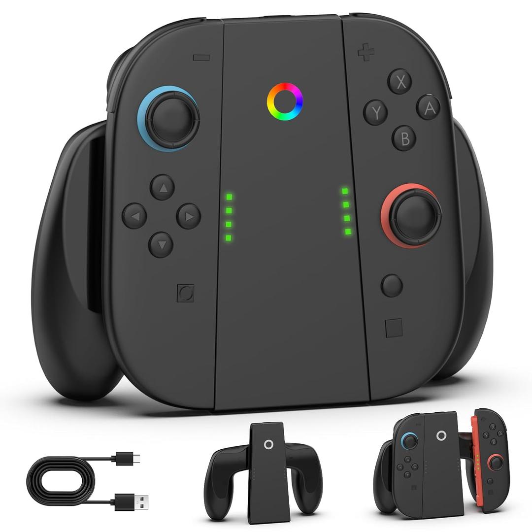 HUIJUTCHEN for Switch 2 Charging Grip,Portable Magnetic Charge Grip for Nintendo Switch 2 Joy-con Controllers,Comfort OEM Controller Charger Holder with USB-C Cable,Indicator Light