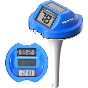 BaldrTherm Pool Thermometer Solar Digital Floating, High Precision Large Screen Without Fogging with Double-Sided Display Screen for Swimming Pool, Aquarium, Spa, Hot Spring, Ponds (Blue)