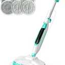 Angtra Scrubbing Steam Mop with Rotating Mop Pads, All-in-One Hard Floor Cleaner with LED Headlights