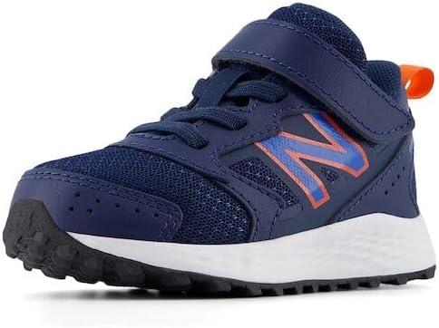 New Balance Kids Fresh Foam 650 V1 Bungee Lace with Top Strap Running Shoe (13.5 Wide Little Kid, Nb Navy/Blue Oasis/Team Orange)