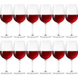 Set of 12 Unbreakable Acrylic Glasses with Stem, 19 oz Plastic Glasses Reusable Clear Goblet BPA-Free for Outdoor Drinking, Pool, Travel, Camping or Picnic Gift Supplies (Goblet)