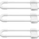 U-Shaped Baby Proof Cabinet Locks No Drilling Required, Adjustable Child Safety Latches for Cabinets Drawers Kitchen Doors, 3 Pack White