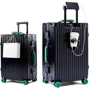 20" Zipperless Aluminum Frame Hardside Carry On Luggage, Onyx Black