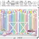 XCKALI Spring Easter Backdrop Colorful Wood Pastel Easter Eggs Flowers Photography Background Party Decoration (8x6ft)