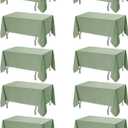 10-Pack Sage Green Tablecloths for Rectangle Tables, 60 x 120 Inches, Stain-Resistant Polyester Fabric for 6 Foot Tables - Washable Table Covers for Weddings, Birthday Parties, Events