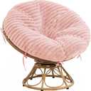 HOMBYS Fluffy Shaggy Cover for Papasan Chair Cushion, Plush Faux Fur Slipcover ONLY, (Without Cushion) Removable Soft Papasan Cushion Covers with 8 Ties, (Pink, 50"x50")