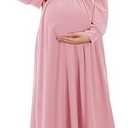 Fall Maternity Maxi Dress Long Sleeve Wrap V Neck Baby Shower Pregnancy Dresses for Photoshoot Maternity Clothes XL