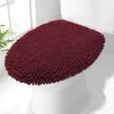 Smiry Soft Chenille Bathroom Toilet Lid Cover, Machine Washable Covers, 17.5x15, Fits Most Round, Elongated and Oblong Lids, Accessories Decor, Burgundy