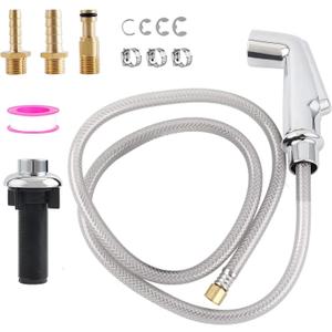 iFealClear Kitchen Sink Side Sprayer, Kitchen Sink Faucet Replacement Parts Compatible with Moen Faucet, Pull Out Sprayer with Hose and Holder, 1/4 inch Sink Connector, 3 Adapters, Chrome