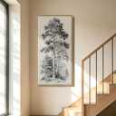 Framed Pine Tree Sketch Vintage Wall Art for Living Room,Black and White Forest Large Canvas Wall Art,Vintage Art Paintings Wall Decor,Cuadros Decorativos for Bedroom,Kitchen,19.6x39.3 Inch
