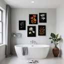 Black Bathroom Wall Art Prints Modern Framed Wall Art Decor Black Gold Flowers Wall Art Decorations Canvas Art Wall Decor Wall Pictures for Bathroom Botanical Hallway Over Bed Wall Art Decor 8x10 Ins