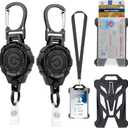 Go Pal Retractable Badge Reel Set: 2 Pack Heavy Duty ID Badge Holder with 39" Steel Cord, Tactical Work ID Card Holder and Lanyard for Nurses, Security, Office, Construction, Teachers
