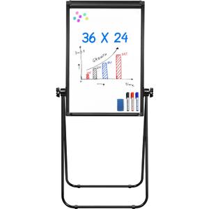 Stand White Board - 36x24 Magnetic Dry Erase Board Flipchart Easel Whiteboard, 3' x 2' Double Sided Easel Board Portable Whiteboard (Black)