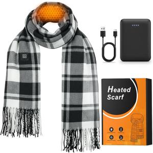 WELUK Heated Scarf for Women Men with 5000mAh Rechargeable Battery, 3 Temperature Settings Winter Electric Heating Neck Scarf (Black)