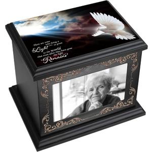 Cremation Urns for Human Ashes Adult Male or Female, Funeral Memorial Urns for Ashes with Photo Frame, Wooden Urns Box and Casket for Men Women, Burial Urn for Adults Up to 200 IBS