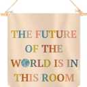 15.4"L x 11.1"W Hanging Pennants with The Future Of The World Is In This Room - Inclusive Classroom Welcome Teacher Decor - Pennant Flag Wall Art Banner for Indoor or Outdoor - Pennant Wall Art Banner