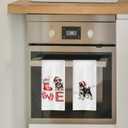 Christmas Schnauzer Kitchen Towels Set - Schnauzer Gifts Waffle Decorative Dish Towels, Christmas Schnauzer Hand Tea Towes, Schnauzer Gifts, 16x24 Inches Set of 2