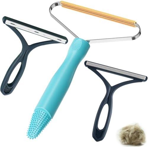 3-Pack Pet Hair Removal Tool, Dog Cat Hair Remover, Lint Shaver Cleaner Pro, Fur Removal Tool, Portable Carpet Scraper, Carpet Rake, Pet Hair Brush for Carpet,Clothes, Car Mats, Couch, Pet Bed, Furniture