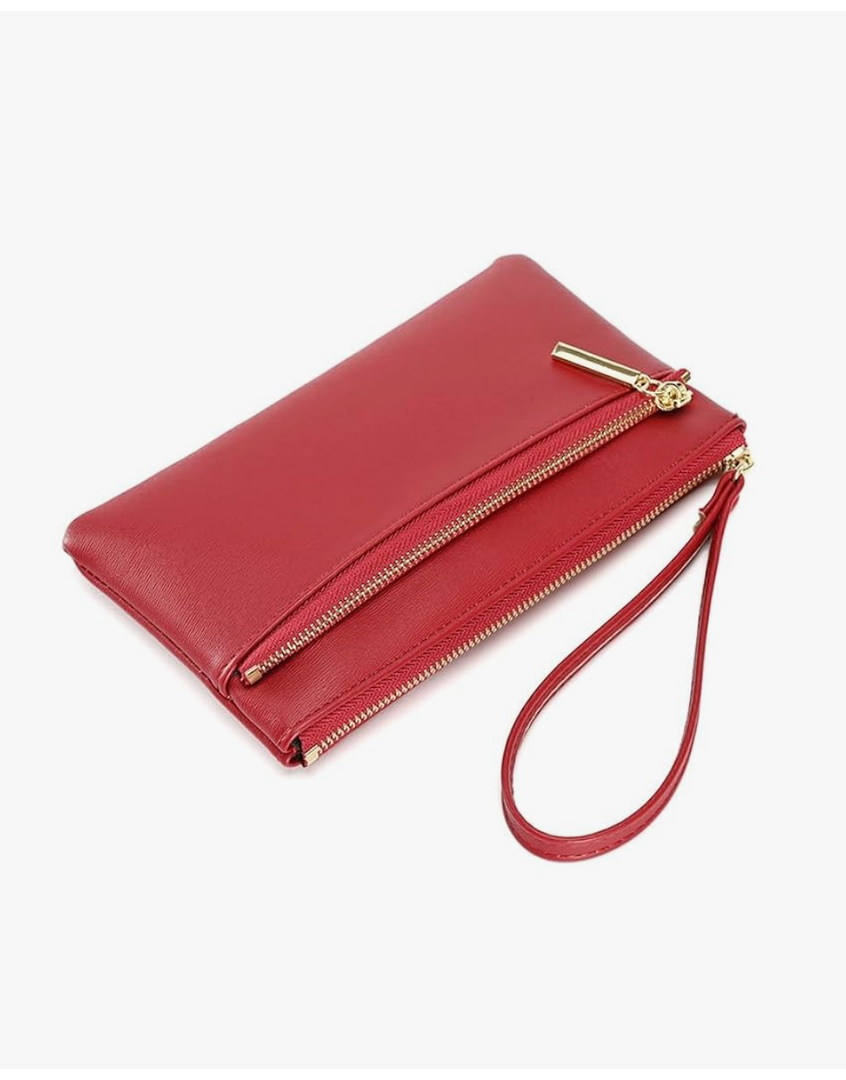 DOB SECHS Small Leather Wristlet Purses for Women Women's Clutch Handbags Wallet Cell Phone Purse Pouch Bags with Card Slots
