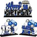 Happy 16th Birthday Blue Acrylic Table Topper Centerpieces Set - Cheers to Sixteen Years Old Birthday 16th Bday Party Gift Decorations.