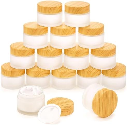 ZENFUN 8 Pcs Glass Cosmetic Containers 1.7 Oz/50ml Empty Sample Jars with Plastic Lid, Travel Pots with Lid, Small Makeup Sample Jars, Refillable Travel Jars for Cream, Lotions, Lip Balm