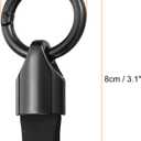 3 x HARFINGTON Car Key Chain Ring Clip Small Leather Keychain Key Fob Key Fob Accessory with Keyrings for Home Car Keys (Gunmetal Black)