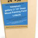 Falling in Art 1 Pack Unfinished Trapezoid Wooden Canvas Panels, 24x36 Gallery Birch Wood Panels, 1 1/2" Deep Art Cradle Boards for Acrylic Painting, Pouring and Burning