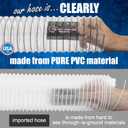 PVC Dust Collection Hose w/4 Thumbscrew Clamps, Puncture Resistant, Carbon Steel Wire, Clear Flexible PVC Dust Collector Hose, Proudly Made in USA (2 1/2" x 20')