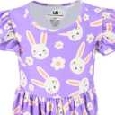 Unique Baby Girls' Short Sleeve Everyday Printed Dresses for Kid and Toddler, Sizes 2T-12Y (3T, Bunny Blossom)
