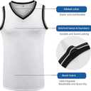 YWIES Plain Basketball Jersey, Blank Team Uniform, Hip Hop Hipster Short Sleeveless Active Shirts (White, XL)