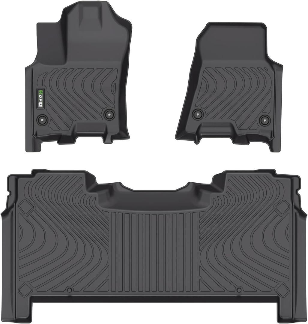 HAFIDI Floor Mats Fit for 2025 2026 Dodge Ram 1500 Crew Cab Under-seat Storage, All Weather Protection TPE Anti-Slip Automotive Floor Liners, Fits 1st & 2nd Row Full Set Custom Accessories, Black
