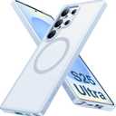 TORRAS Magnetic Shockproof for Samsung Galaxy S25 Ultra Case, Fit for MagSafe, 4X Military Grade Protection, Translucent Slim Case for Samsung S25 Ultra Case Anti-Fingerprint Anti-Scratch, Silver Blue 