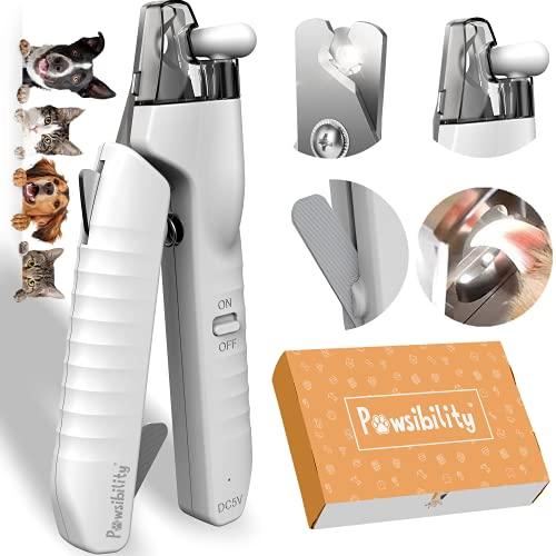 Pawsibility - Reinvented Pet Nail Clippers for Your Pal - USB Rechargeable LED Light for Bloodline | Razor Sharp and Durable Blade | Vets Recommended Trimming Tool for Dogs and Cats