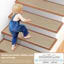 Stair-Treads Non Slip, Stair Runner for Wooden Steps, Residue Free Stair Treads Stair Carpet Mat for Kids and Dogs Indoor 8"x30" (Beige, 7PCS)