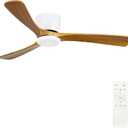 42 Inch Ceiling Fan No Light, Low Profile Ceiling Fan with Remote Control,3 Blade, 6 Speeds Reversible DC Motor, Modern Wood Flush Mount Ceiling Fan Without Light for Bedroom, Living Room, Patio, Medium